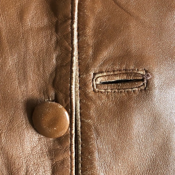 Vintage Leather 80s Vest Made in Italy Large - Picture 10 of 11